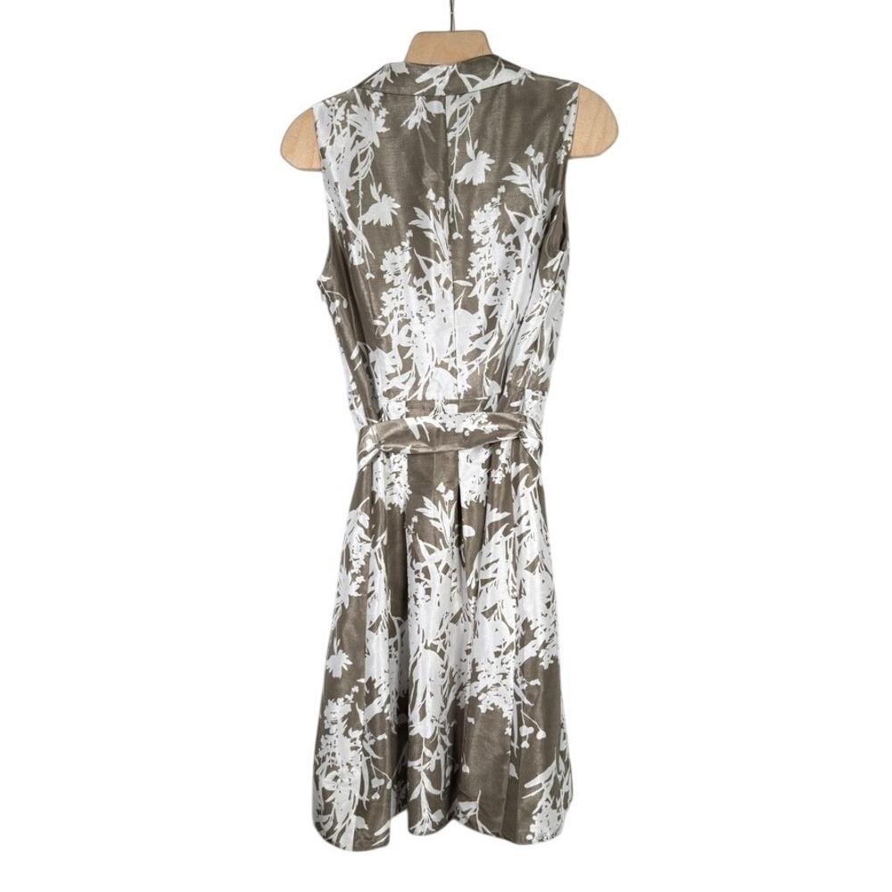 Jessica Howard Metallic Floral Fit Flare Cocktail Dress Women's 18 Taupe - Picture 4 of 7